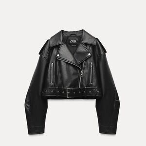 Zara Faux Leather Crop Biker Jacket